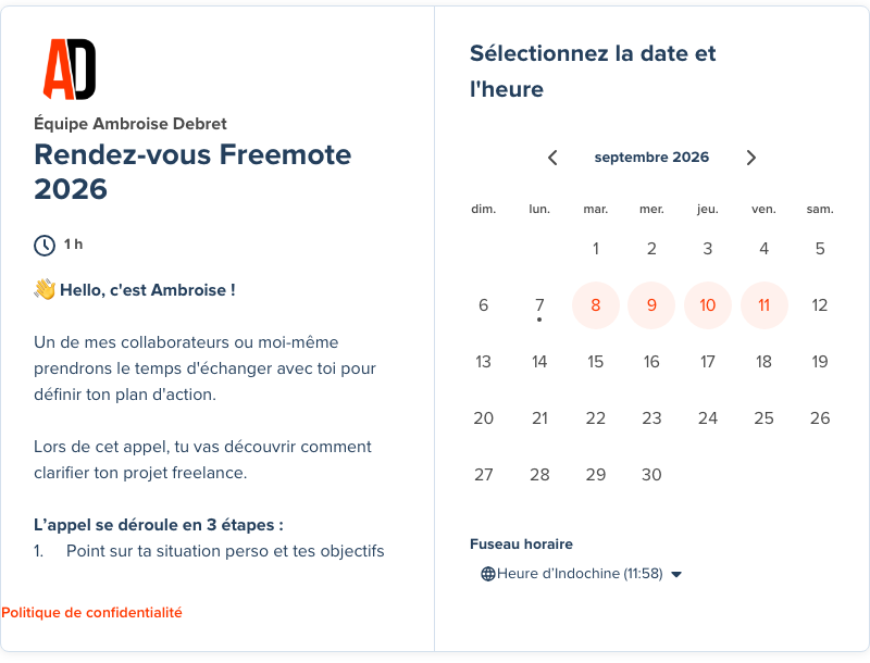 Réservation créneau appel Freemote